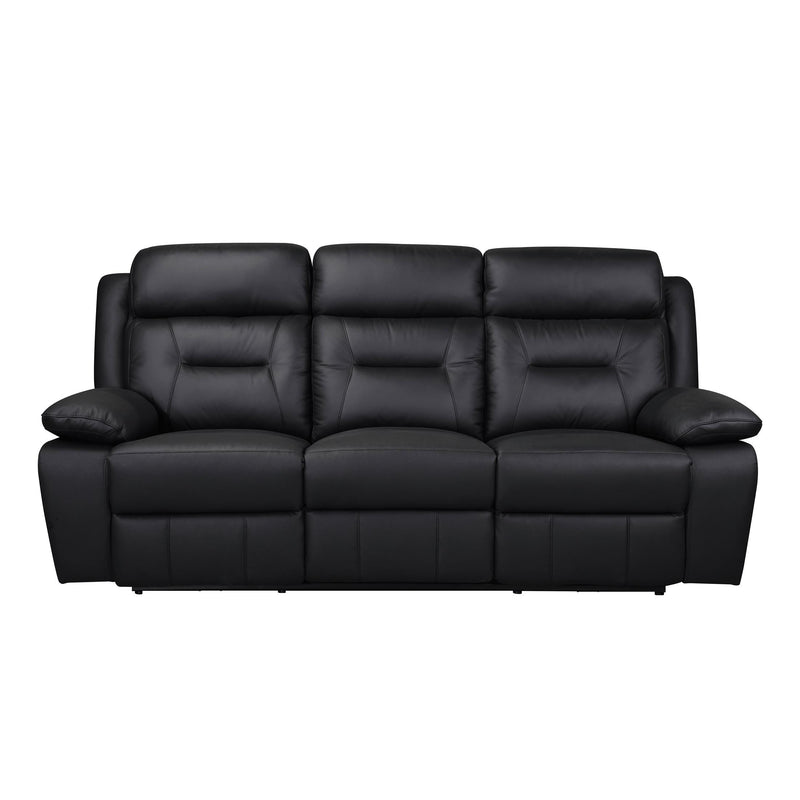  Mazin Furniture Laconia 9629BLK-3PW Power Double Reclining Sofa with Power Footrest, Black Leather IMAGE 1
