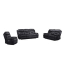  Mazin Furniture Laconia 9629BLK-3PW Power Double Reclining Sofa with Power Footrest, Black Leather IMAGE 4