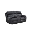  Mazin Furniture Oliver 99032PBLK-2C Power Reclining Console Loveseat, Black IMAGE 2