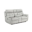  Mazin Furniture Oliver 99032PSVE-2C Power Reclining Console Loveseat, Silver IMAGE 2