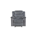  Mazin Furniture Tyrone 99072GRY-1G Glider Reclining Chair, Grey Corduroy IMAGE 1