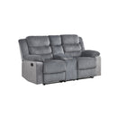 Mazin Furniture Tyrone 99072GRY-2C Double Reclining Loveseat with Console, Grey Corduroy IMAGE 2