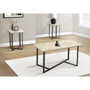 Monarch I 7974P 3Pcs Occasional Table Set - Cream Stone/Black Metal IMAGE 1
