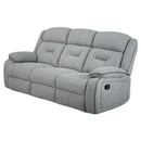  Minhas Furniture Malden Reclining Fabric Sofa Malden Reclining Sofa - Storm IMAGE 1