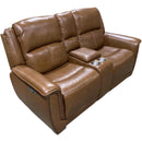  Primo International Loveseats Power Recline Valor Power Reclining Console Loveseat - Caramel IMAGE 1