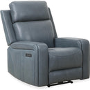  Primo International Heritage Power Swivel Rocker Leather Match Recliner Cavron Power Swivel Rocker Recliner - Blue IMAGE 1