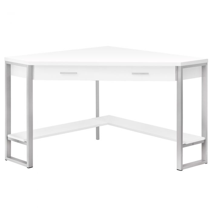 Bureau 42 L En Coin Blanc Metal Argent Monarch I 7500