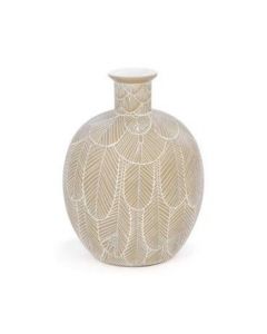Vase beige de 10'' à motifs de plume (ATTIT/C1897/)