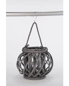 Lanterne ronde bambou gris avec verre (ATTIT/NH1041/)