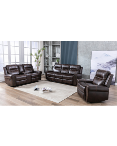 Sofa inclinable (MAZIN/99927BRW-3/LEATHER GEL BRUN)