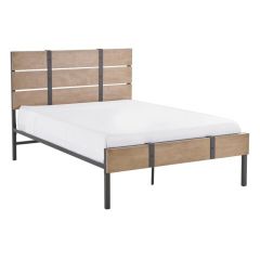 Base de lit avec panneaux en bois double (BRANC/DOVER-DOUBLE/)