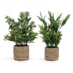 Plante feuillage artificiel en pot de rotin (ATTITUDES IMPORT / LH4242)