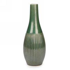 Vase strié vert (ATTITUDES IMPORT / YH1013)