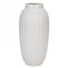 Grande vase strié blanc cassé (ATTITUDES IMPORT / YH1057)