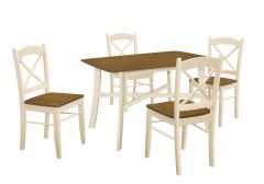 Table A Manger, 48" Rectangulaire, Petit, Cuisine, Salle À Manger, Chêne Et Crème, Jambes En Bois, Transitionnel (MONARCH/I 1328)