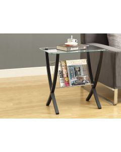TABLE D'APPOINT - CAPPUCCINO BENTWOOD AVEC VERRE TREMPE (MONARCH/I 3021)