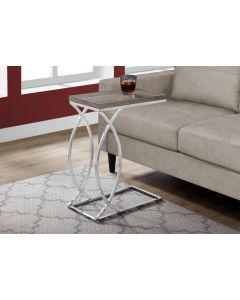 TABLE D'APPOINT - TAUPE FONCE ET METAL CHROME (MONARCH/I 3186)