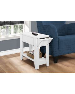 TABLE D'APPOINT - 23"H / BLANC AVEC SUPPORT A VERRE (MONARCH/I 3199)