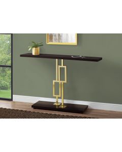 TABLE D'APPOINT - 48"L / ESPRESSO / METAL OR (MONARCH/I 3269)