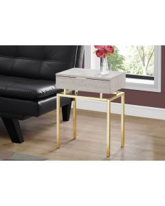 TABLE D'APPOINT - 24"H / MARBRE BEIGE / METAL OR (MONARCH/I 3463)