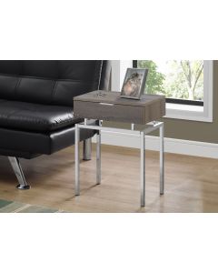 TABLE D'APPOINT - 24"H / TAUPE FONCE / METAL CHROME (MONARCH/I 3465)