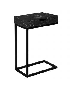 TABLE D'APPOINT - MARBRE NOIR / METAL NOIR ET TIROIR (MONARCH/I 3604)