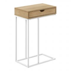 TABLE D'APPOINT - 25"H / NATUREL / METAL BLANC (MONARCH/I 3775)