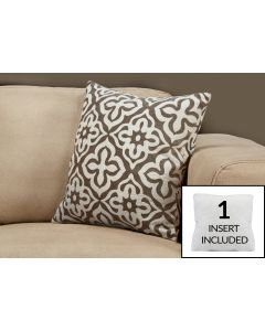 COUSSIN - 18"X 18" / MOTIF TAUPE FONCE / 1PC (MONARCH/I 9216)