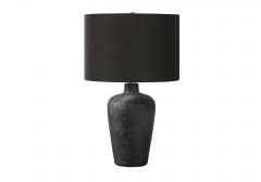 Luminaire, Lampe De Table, 24"H, Noir Céramique, Ombre Noire, Contemporain (MONARCH/I 9621)