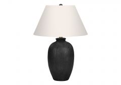 Luminaire, 24"H, Lampe De Table, Noir Céramique, Teinte Ivoire / Crème, Moderne (MONARCH/I 9721)